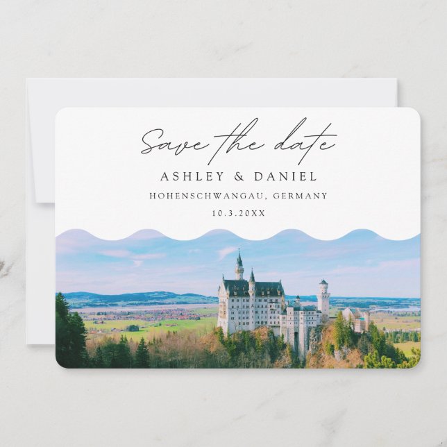 Invitation Destination de mariage à Hohenschwangau, Enregistr (Devant)