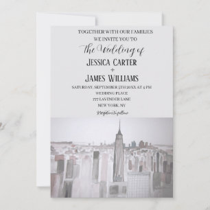 Invitation Destination de mariage chic aquarelle New York Cit