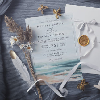 Invitation Destination de mariage élégant moderne plage océan