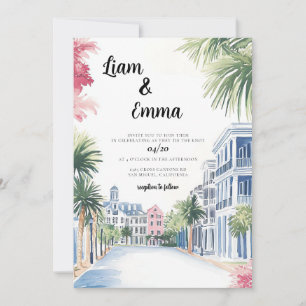 Invitation Destination du Mariage d'aquarelle Charleston