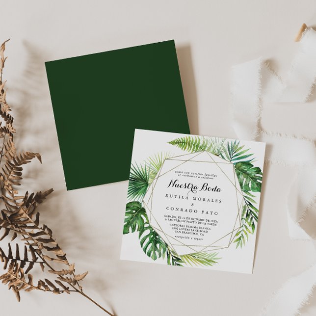 Invitation Destination géométrique Nuestra Boda Mariage (Créateur téléchargé)