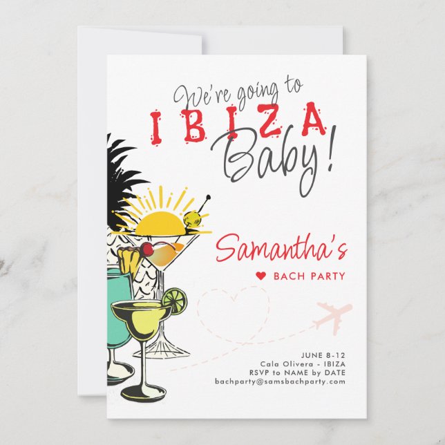 Invitation Destination Ibiza Hen Bachelorette Party Itinérair (Devant)