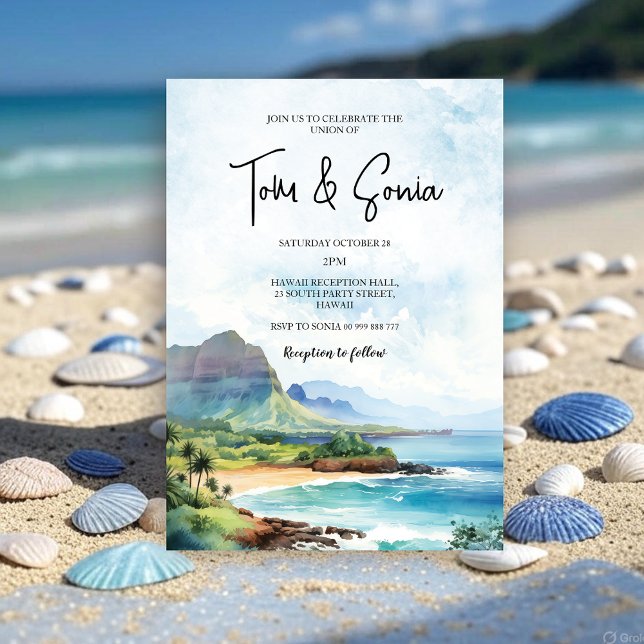 Invitation Destination Mariage du paysage d'Hawaii (Hawaii Landscape Wedding Destination Invitation)