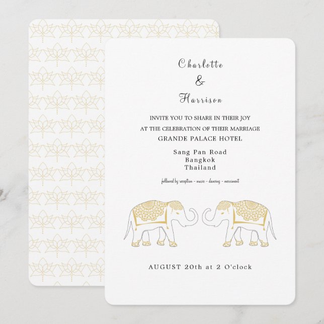 Invitation Destination Mariage en Thaïlande (Devant / Derrière)