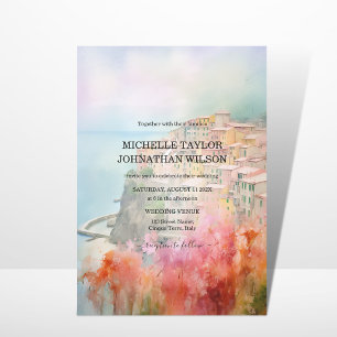 Invitation Destination Mariage Italie Cinque Terre Aquarelle