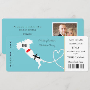 Invitation Destination Mariage Italie Europe Ticket Invitatio