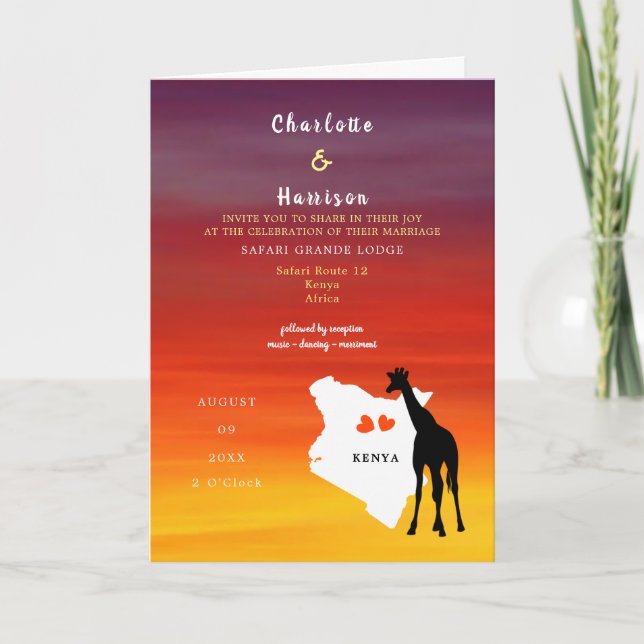 Invitation Destination Mariage Kenya Afrique (Devant)