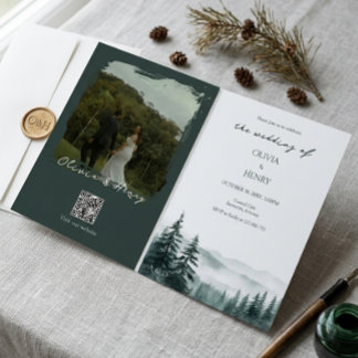Invitation Destination Mariage Montagne Forêt Profonde Photo