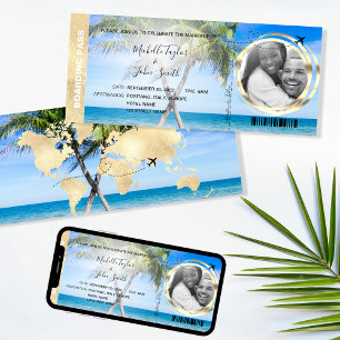 Invitation Destination Mariage Pass Embarquement Plage Ocean 