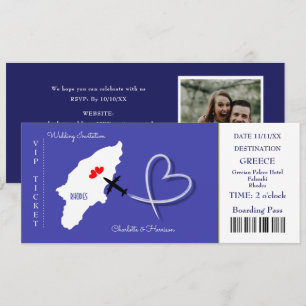 Invitation Destination Mariage Rhodes Grèce billet