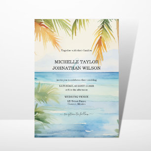 Invitation Destination moderne Mariage Palm Trees Beach