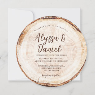 Invitation Destination Rustique Mariage forêt Bois Arrondisse