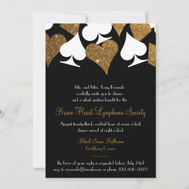 Invitation Destiny Las Vegas Casino Party Faux Gold Parties s (Devant)