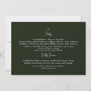 Invitation Détail de mariage vert foncé riche