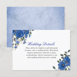 Invitation Détail de réception de mariage bleu indigo marine 
