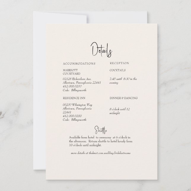 Invitation Détail du Mariage de crème (Devant)