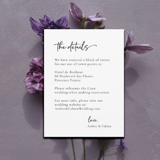 Invitation Détail minimaliste moderne du Mariage noir et blan