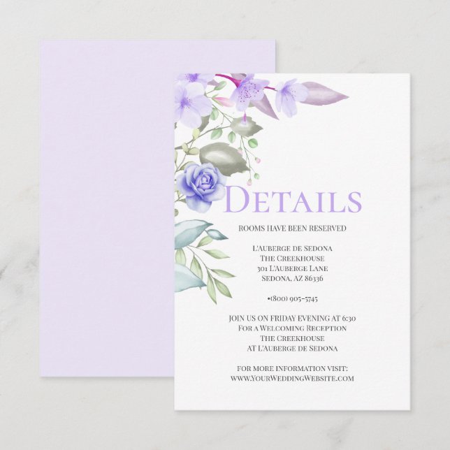 Invitation DÉTAILS | Bouquet de printemps floral lavande (Devant / Derrière)