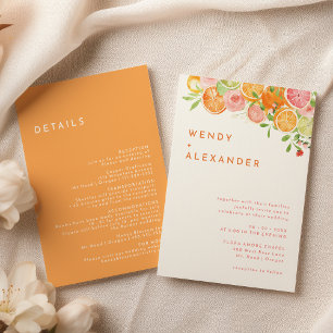 Invitation Détails d'aquarelle de citrus pour un mariage tout