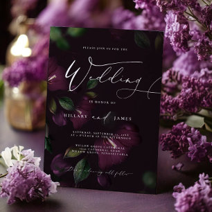 Invitation Détails de la fleur pourpre Moody Double side QR