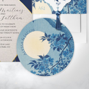 Invitation Détails de la pleine lune sous les fleurs de ceris
