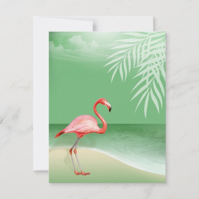 Invitation Détails de la réception de la plage Flamingo | jad (Devant)