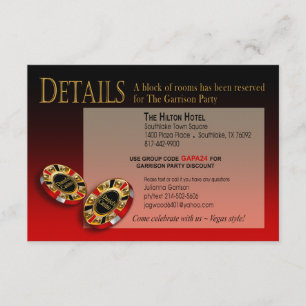 Invitation Détails de la soirée de casino à Las Vegas   rouge
