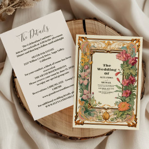 Invitation Détails de mariage Art nouveau floral vintage