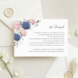 Invitation Détails de mariage aux hortensias rose floral et b