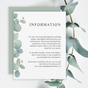 Invitation Détails de mariage avec aquarelle de verdure d'euc