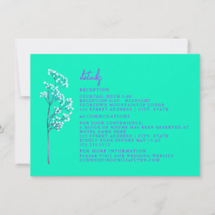 Invitation Détails de mariage Bleu Néon Hébergement de Récept