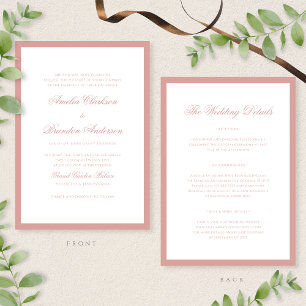 Invitation Détails de mariage de bordure de rose poussiéreuse