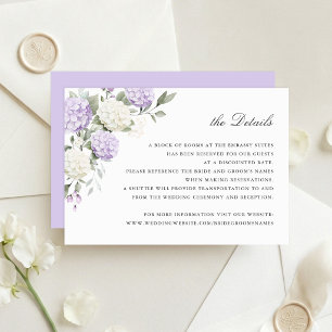 Invitation Détails de mariage de verdure d'hortensia violet f