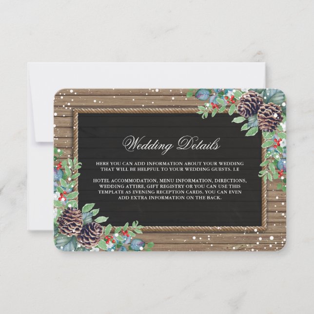 Invitation Détails de mariage d'hiver de Noël de campagne rus (Devant)