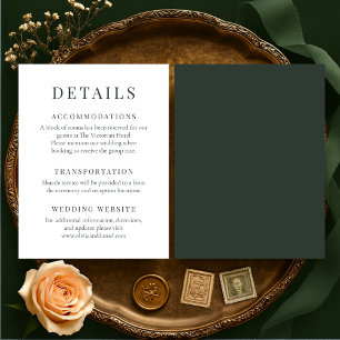 Invitation Détails de mariage élégants en vert forêt lunatiqu