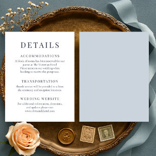 Invitation Détails de mariage élégants et minimalistes bleu p
