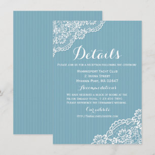 Invitation Détails de mariage en dentelle blanche Rayures ble