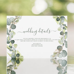 Invitation Détails de mariage Eucalyptus Verdure Succulent