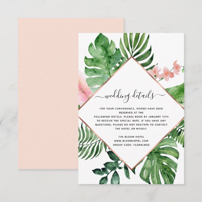 Invitation Détails de mariage géométrique à l'aquarelle de pa (Devant / Derrière)