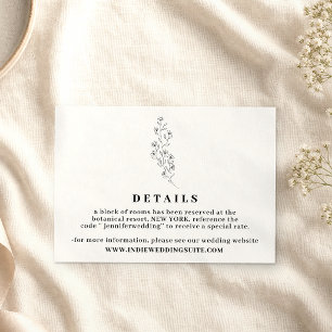 Invitation Détails de mariage indie boho clair Flower