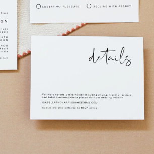 Invitation Détails de mariage minimaliste moderne avec une to