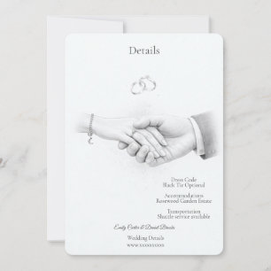 Invitation Détails de mariage minimaliste romantique main dan