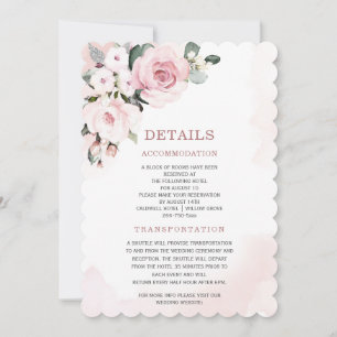 Invitation Détails de mariage modernes rose poussiéreuse et g