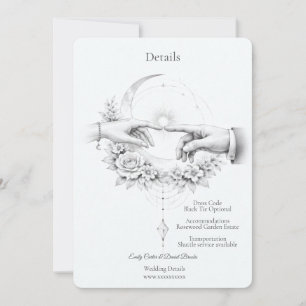 Invitation Détails de mariage romantique à main minimaliste