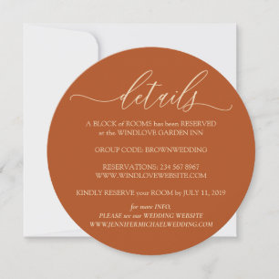 Invitation Détails de mariage simples élégants en terre cuite