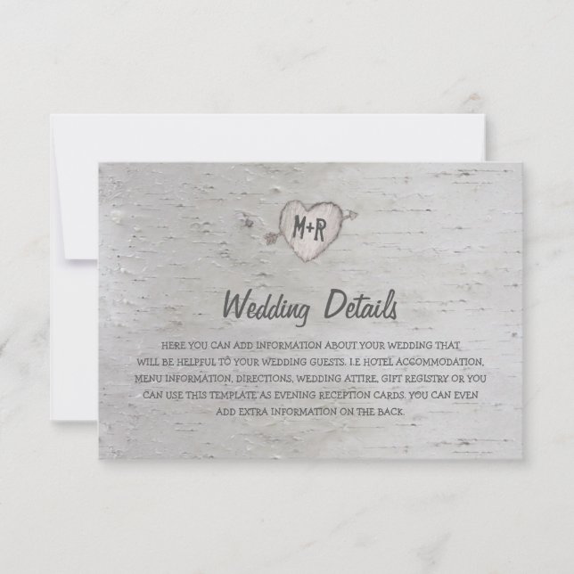 Invitation Détails de mariage sous un arbre bouleau argenté r (Devant)