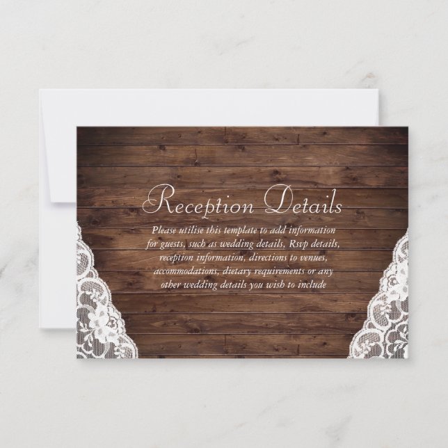 Invitation Détails de réception de mariage rustique élégant v (Devant)
