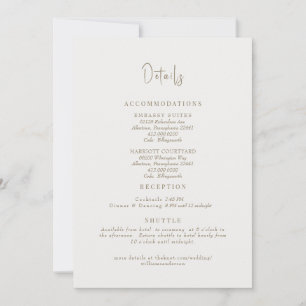 Invitation Détails du Mariage à la crème simple