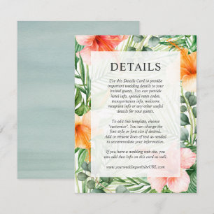 Invitation Détails du mariage Aquarelle tropicale Floral