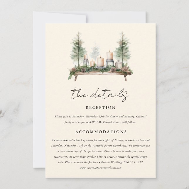 Invitation Détails du Mariage Boho de la forêt d'aquarelle en (Devant)